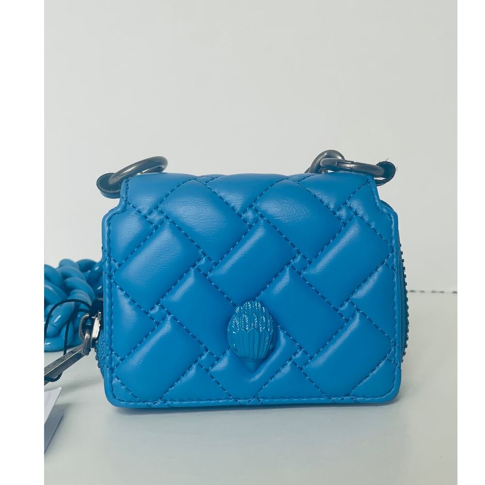Kurt Geiger Blue Leather Small Flap Wallet Crossbody Chunky Chain Bag - Picture 7 of 13